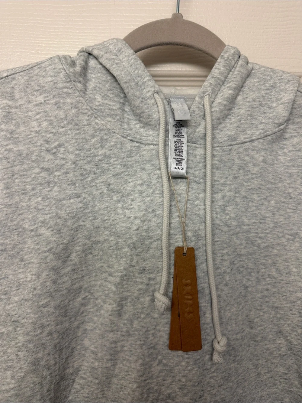 Skims Light Gray Hooded Pullover Sweatshirt